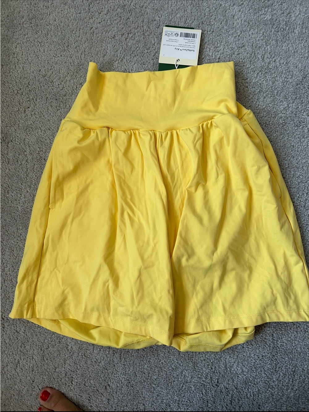 HALARA Women's Yellow Active Shorts w zipper pocket in back